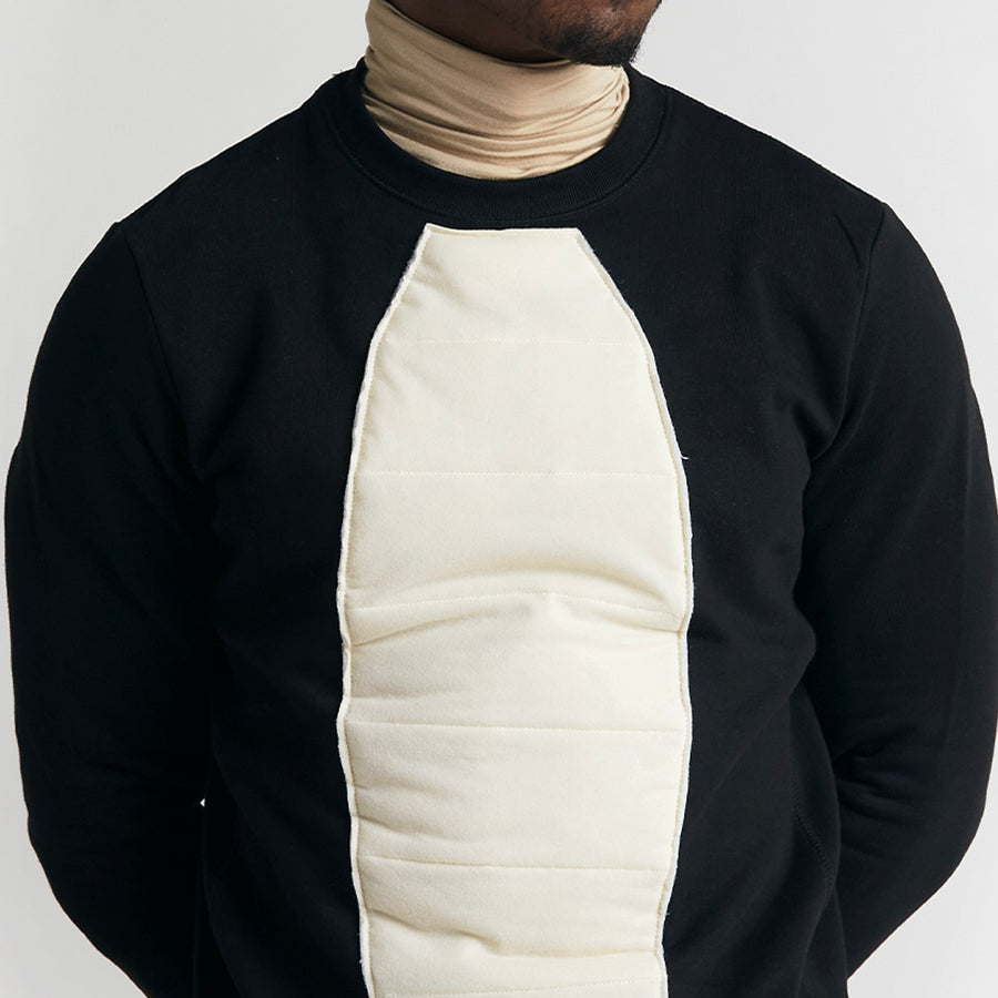 Padded Chestpiece Black Crewneck