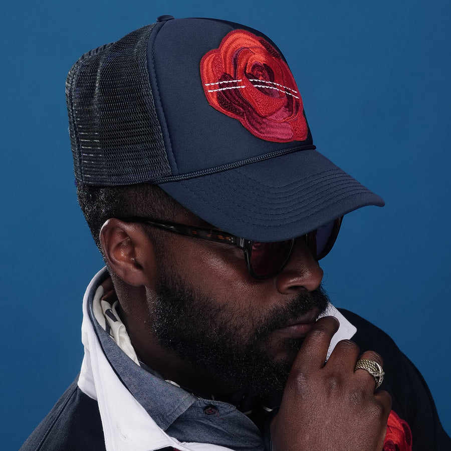 Rose Navy Trucker Hat