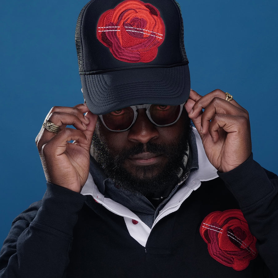 Rose Navy Trucker Hat