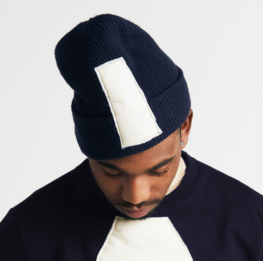 Navy Cashmere Merino Beanie