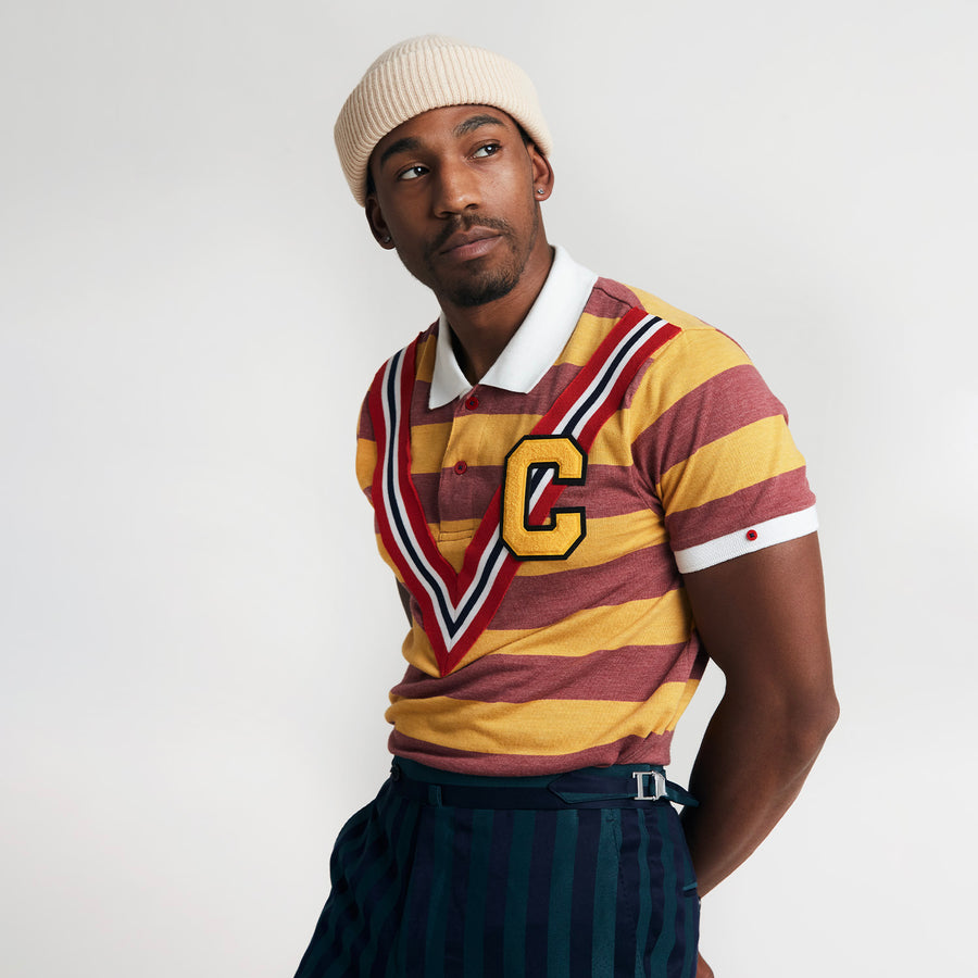 Striped V Cricket Polo