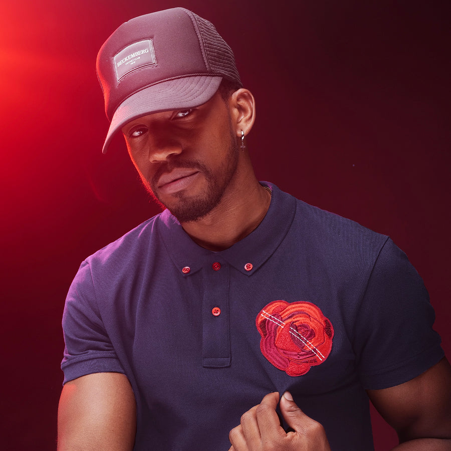 Rose Patch Navy Pique Polo